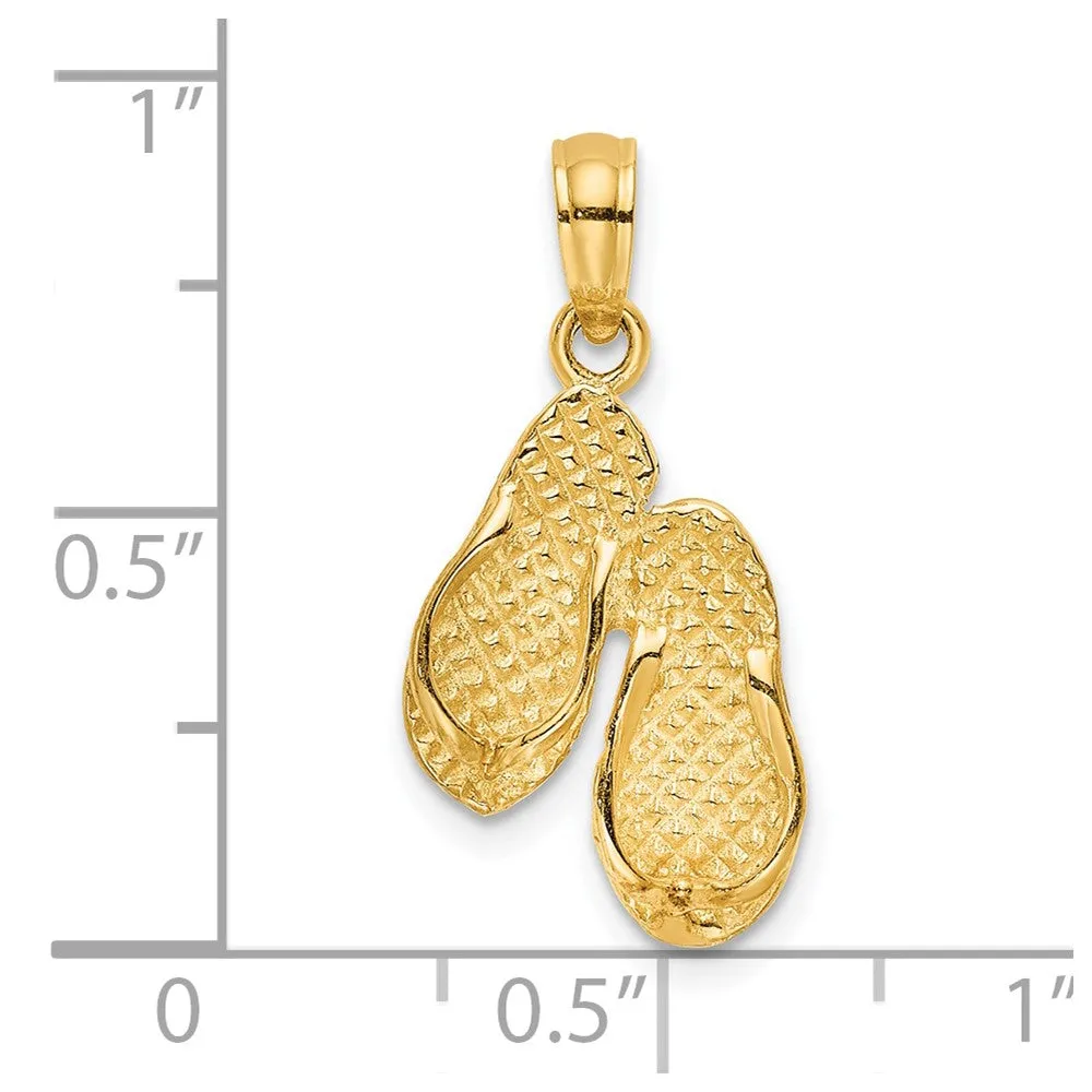 14K  3D OCEAN CITY Double Flip-flop Charm