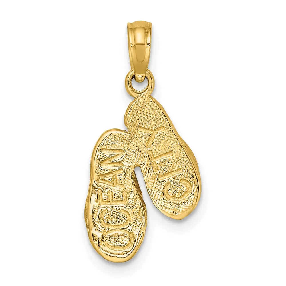 14K  3D OCEAN CITY Double Flip-flop Charm
