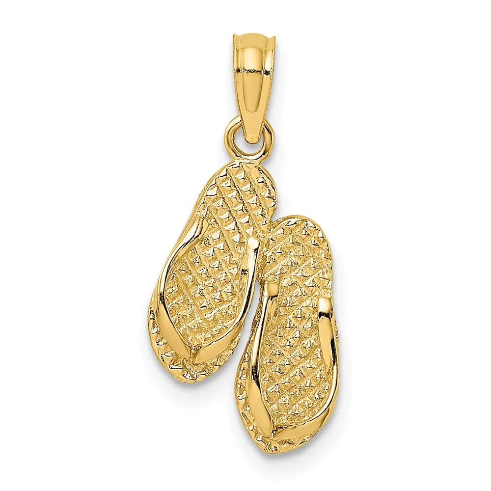 14K 3D Textured CAPE MAY Flip-flop Charm