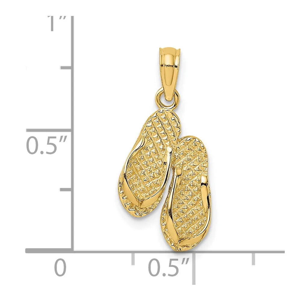14K 3D Textured CAPE MAY Flip-flop Charm