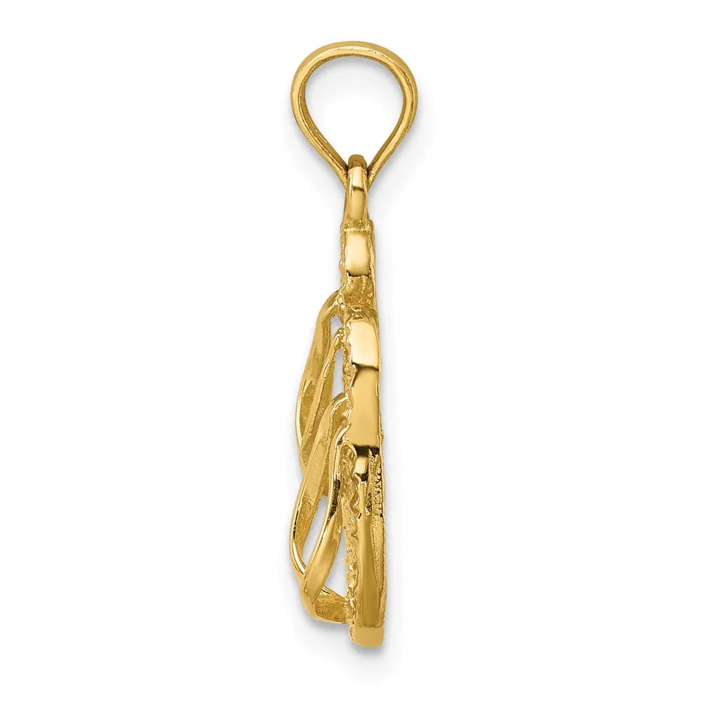 14K 3D Textured CAPE MAY Flip-flop Charm