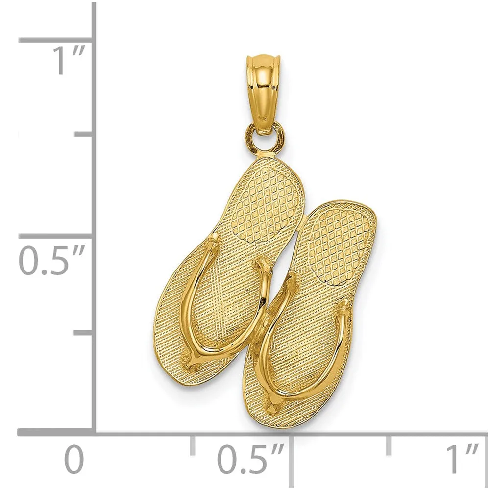 14K Polished Large MARCO ISLAND Double Flip-Flop Charm