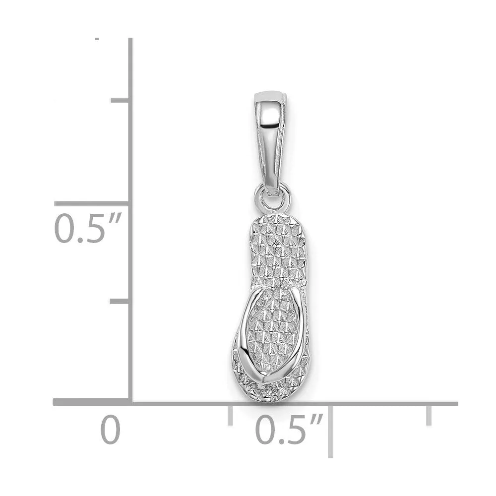 14K White Gold 3D HAWAII Flip-Flop Pendant