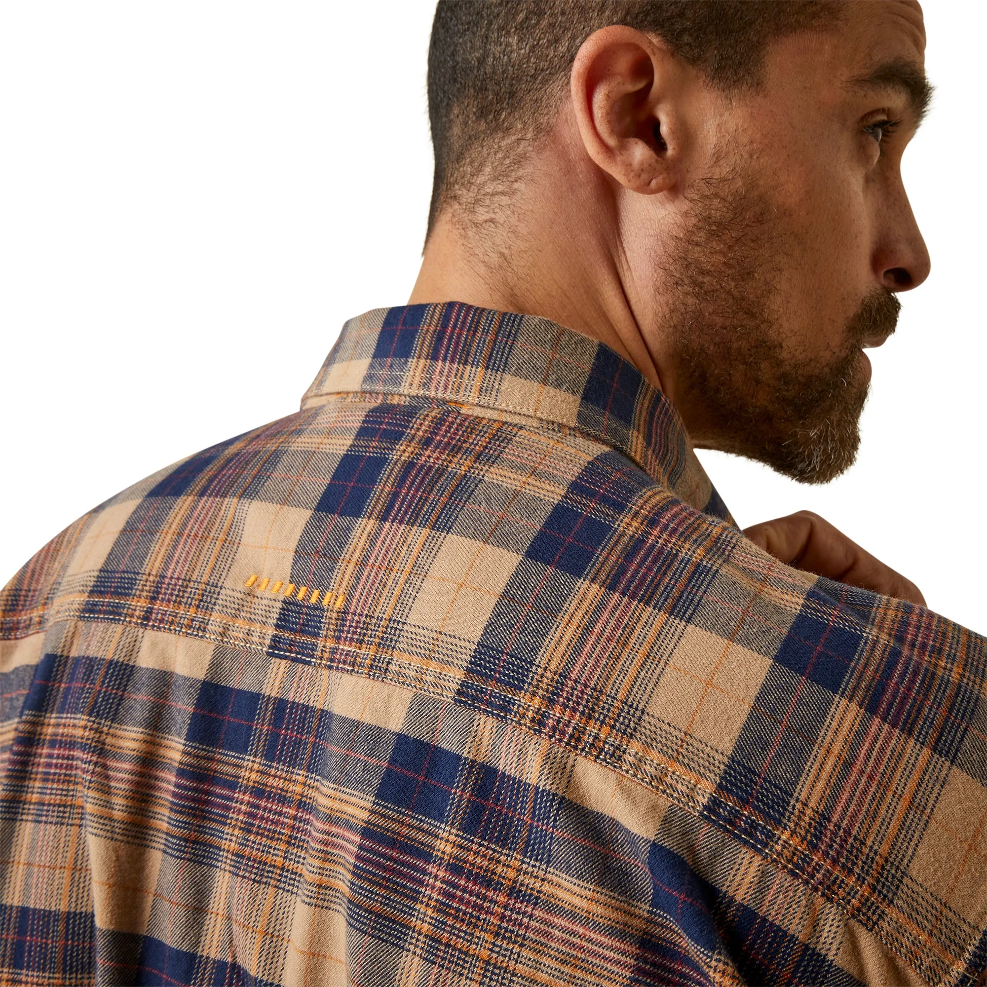 Ariat Men's Rebar Flannel Dura Stretch Work Shirt - Tiger's Eye Plaid