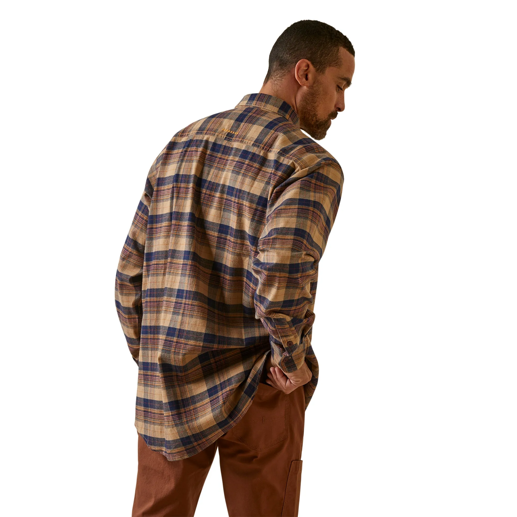 Ariat Men's Rebar Flannel Dura Stretch Work Shirt - Tiger's Eye Plaid