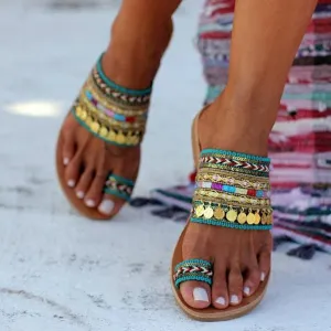 Artisanal Sandals Flip-Flops Handmade Greek Style Boho Flip Flop Sandals Streetwear Shoes Chaussures Femme