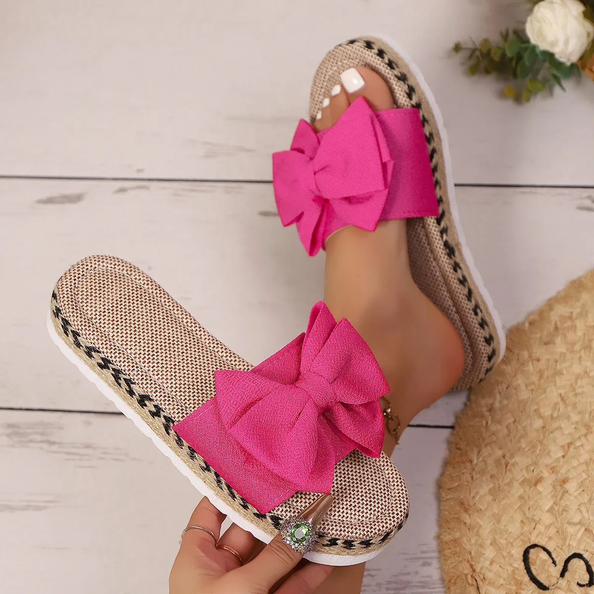 Bow Open Toe Platform Sandals