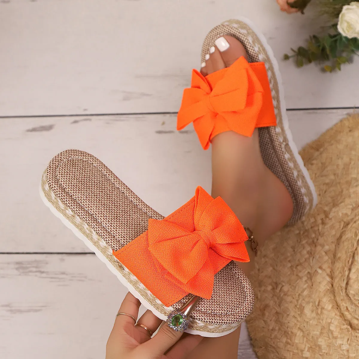 Bow Open Toe Platform Sandals