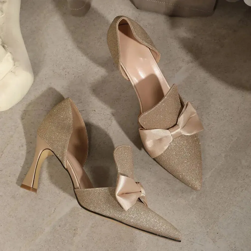 Bow Point Toe Stiletto Pumps