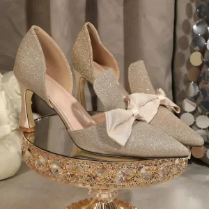Bow Point Toe Stiletto Pumps