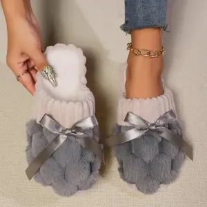 Bow Trim Contrast Slippers
