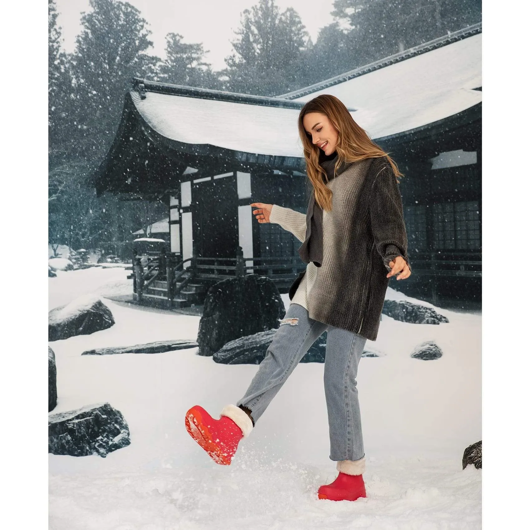 Cerise Boots with Napped Linings Navarra Women