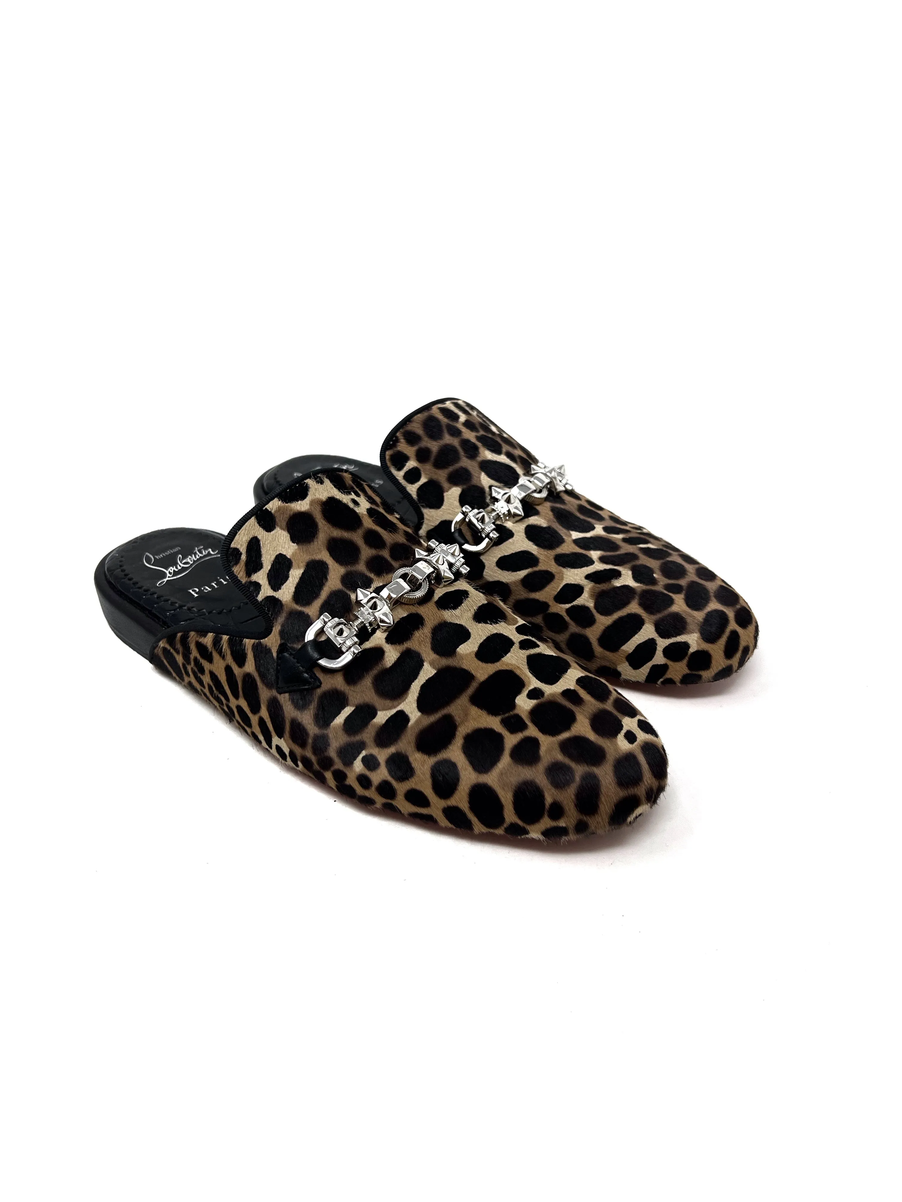 Christian Louboutin W Shoe Size 37 'Coolito' Cheetah Print Calf Hair Flat