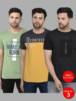 COBB MEN'S PACK OF 3 PRINTED ROUND NECK COMBO T-SHIRT
