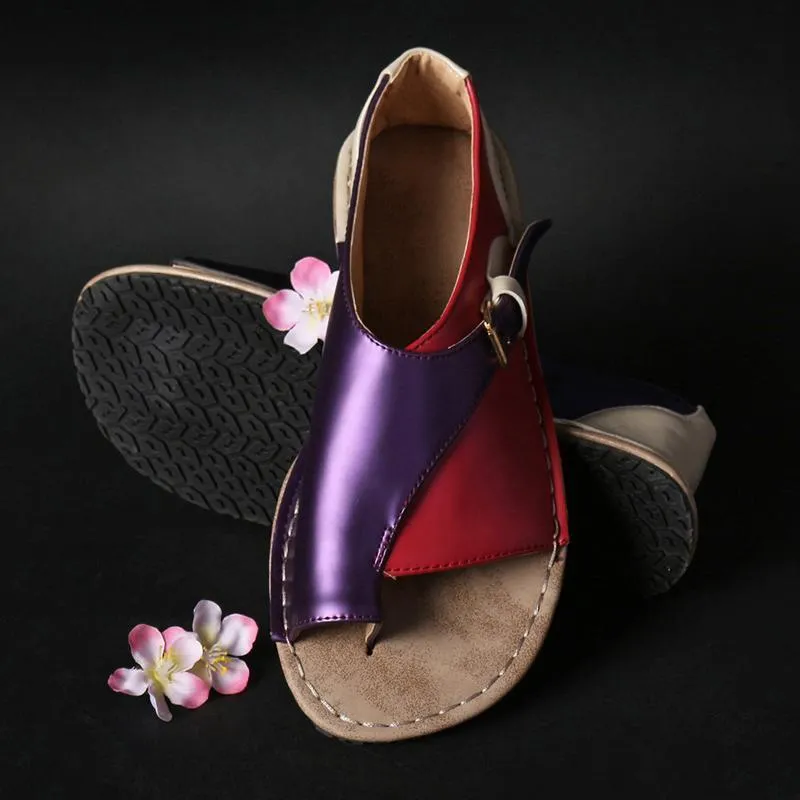Damen Retro Farbe Spleißen Sandalen