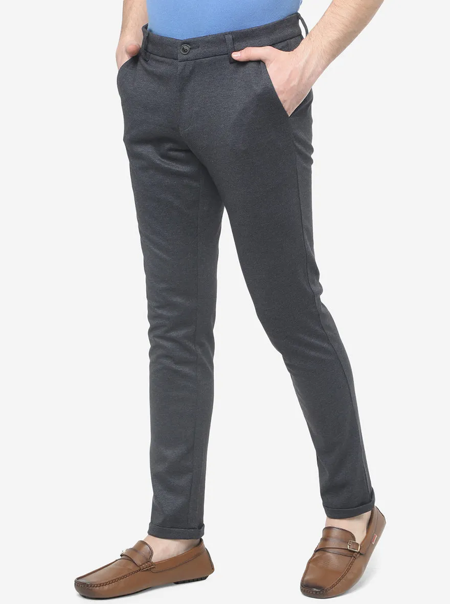 Dark Grey Solid Venice Fit Casual Trouser | JadeBlue