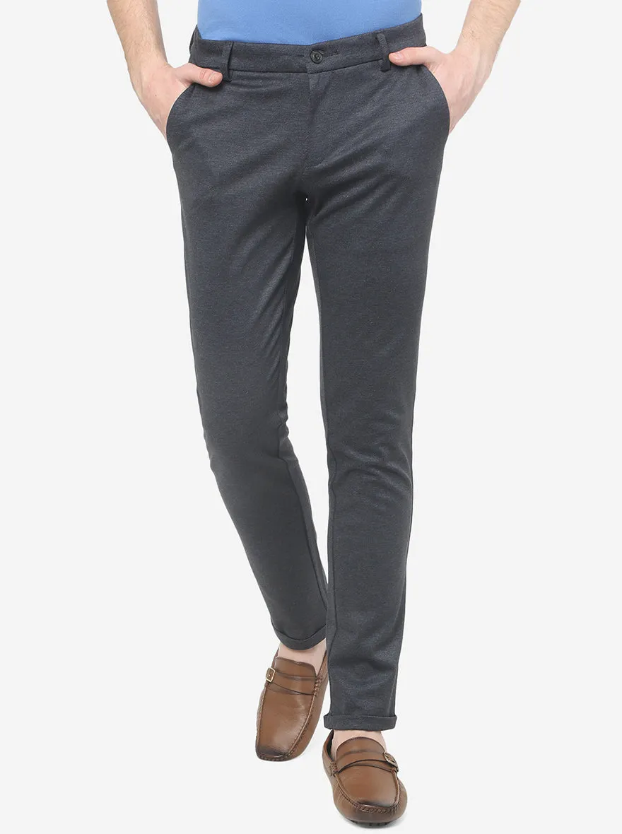 Dark Grey Solid Venice Fit Casual Trouser | JadeBlue