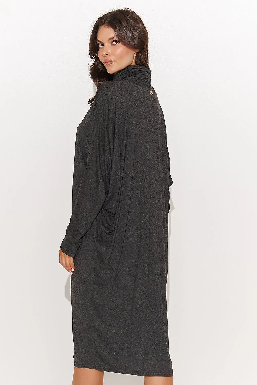 Draped Turtleneck Oversize Dress