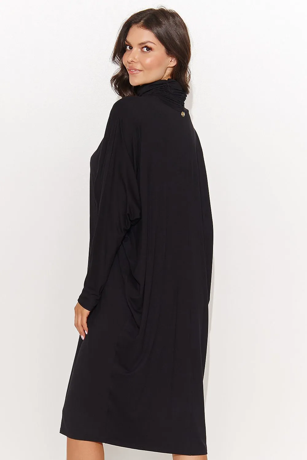 Draped Turtleneck Oversize Dress
