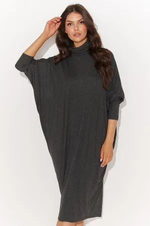 Draped Turtleneck Oversize Dress