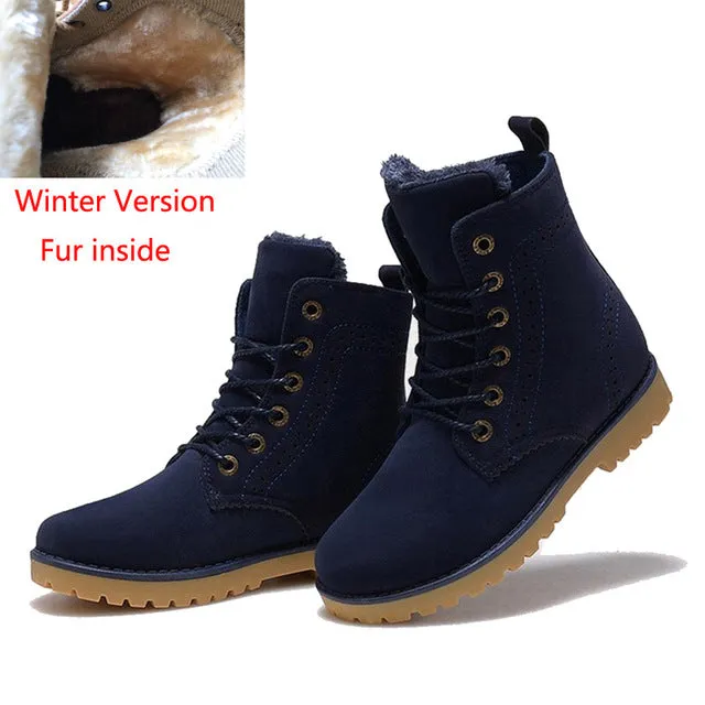 Fashion Winter Snow Boots Shoes For Men Suede Pu Leather - Beige/Black/Blue