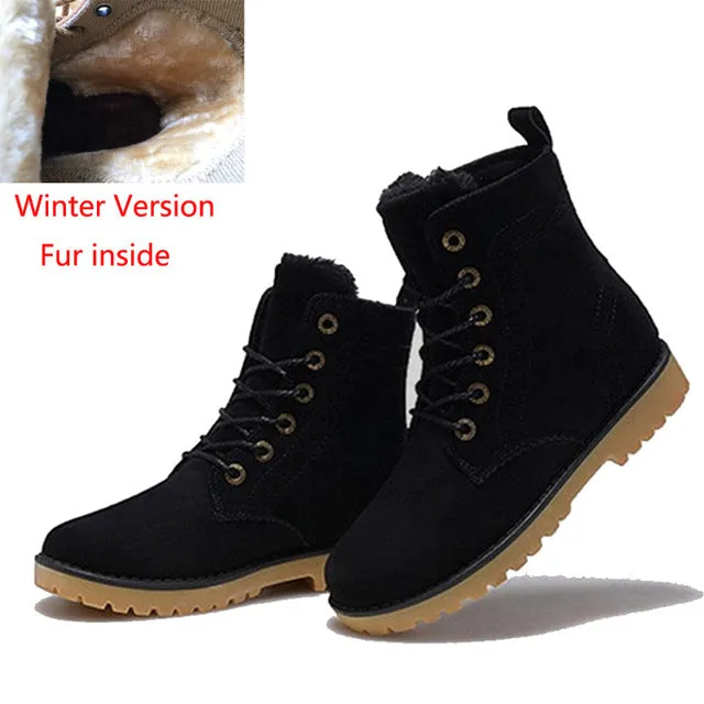 Fashion Winter Snow Boots Shoes For Men Suede Pu Leather - Beige/Black/Blue