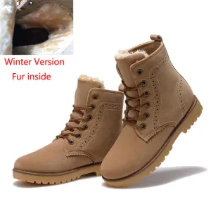 Fashion Winter Snow Boots Shoes For Men Suede Pu Leather - Beige/Black/Blue