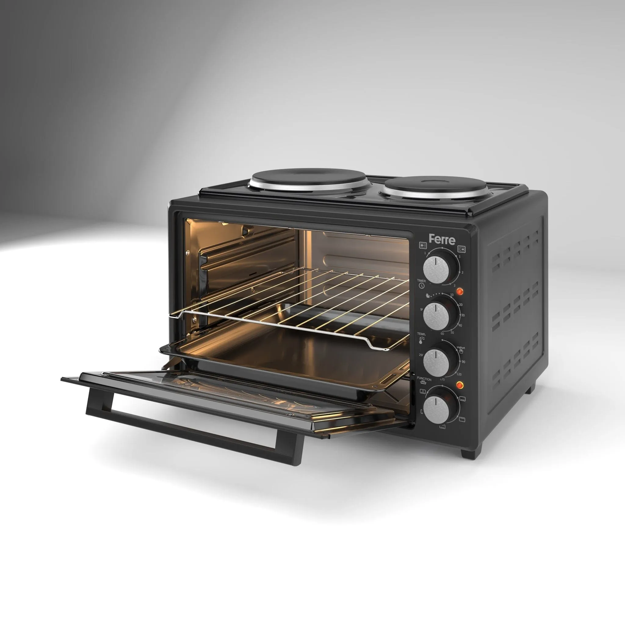 Ferre 35L Matt Black Mini Oven 2 Plate FMO035