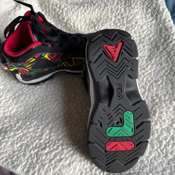 FILA Grant Hill 2 Black Multi Color Basketball Shoes Boys Size 2.5