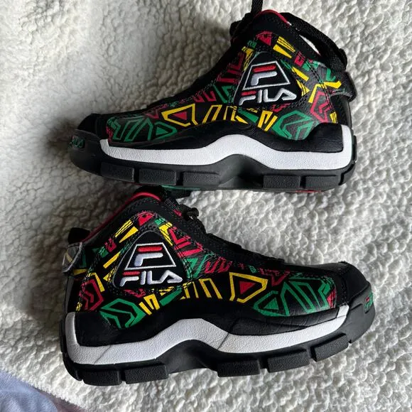 FILA Grant Hill 2 Black Multi Color Basketball Shoes Boys Size 2.5