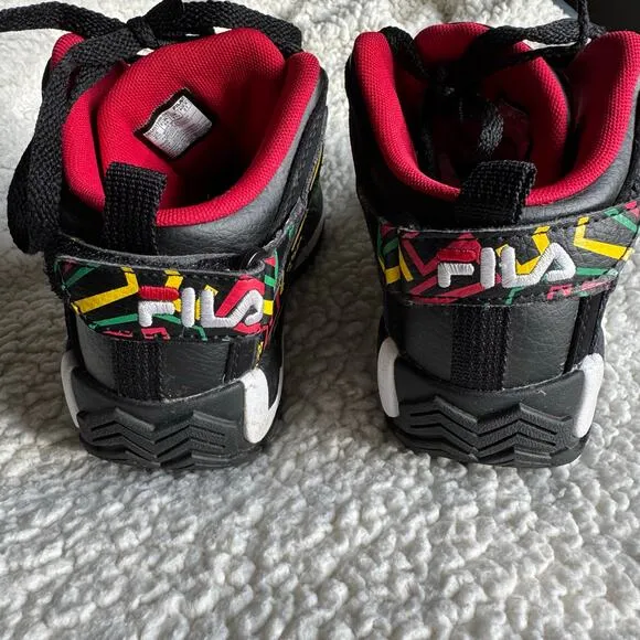 FILA Grant Hill 2 Black Multi Color Basketball Shoes Boys Size 2.5