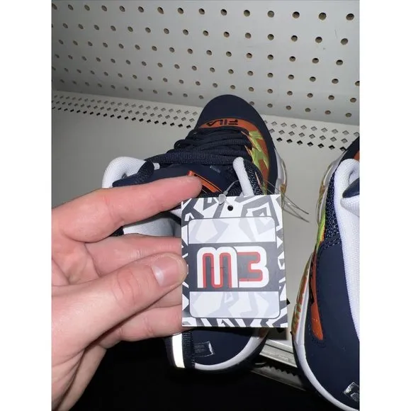 FILA MB Mens Basketball Shoes Size 11 Navy Blue Orange Neon Green Jamal Mashburn