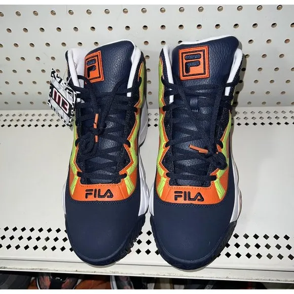 FILA MB Mens Basketball Shoes Size 11 Navy Blue Orange Neon Green Jamal Mashburn