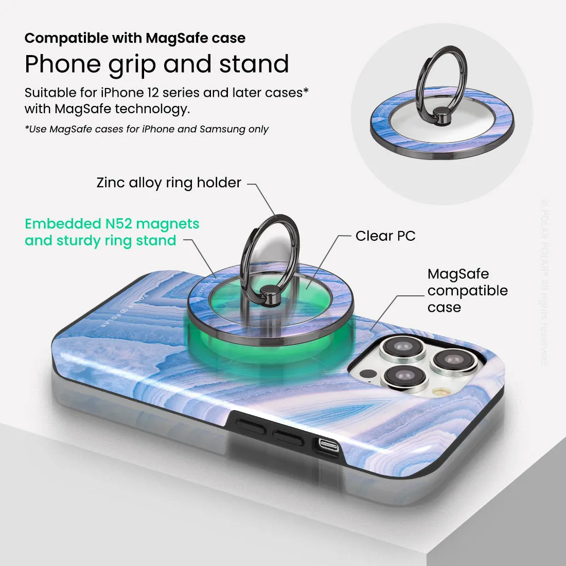 Frozen River - Black MagSafe Phone Grip and Ring Holder Stand