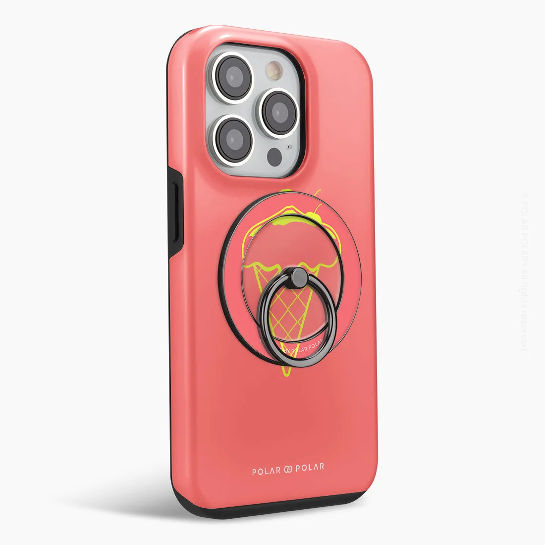 Fujisan Coral Ice Cream - Black MagSafe Phone Grip and Ring Holder Stand