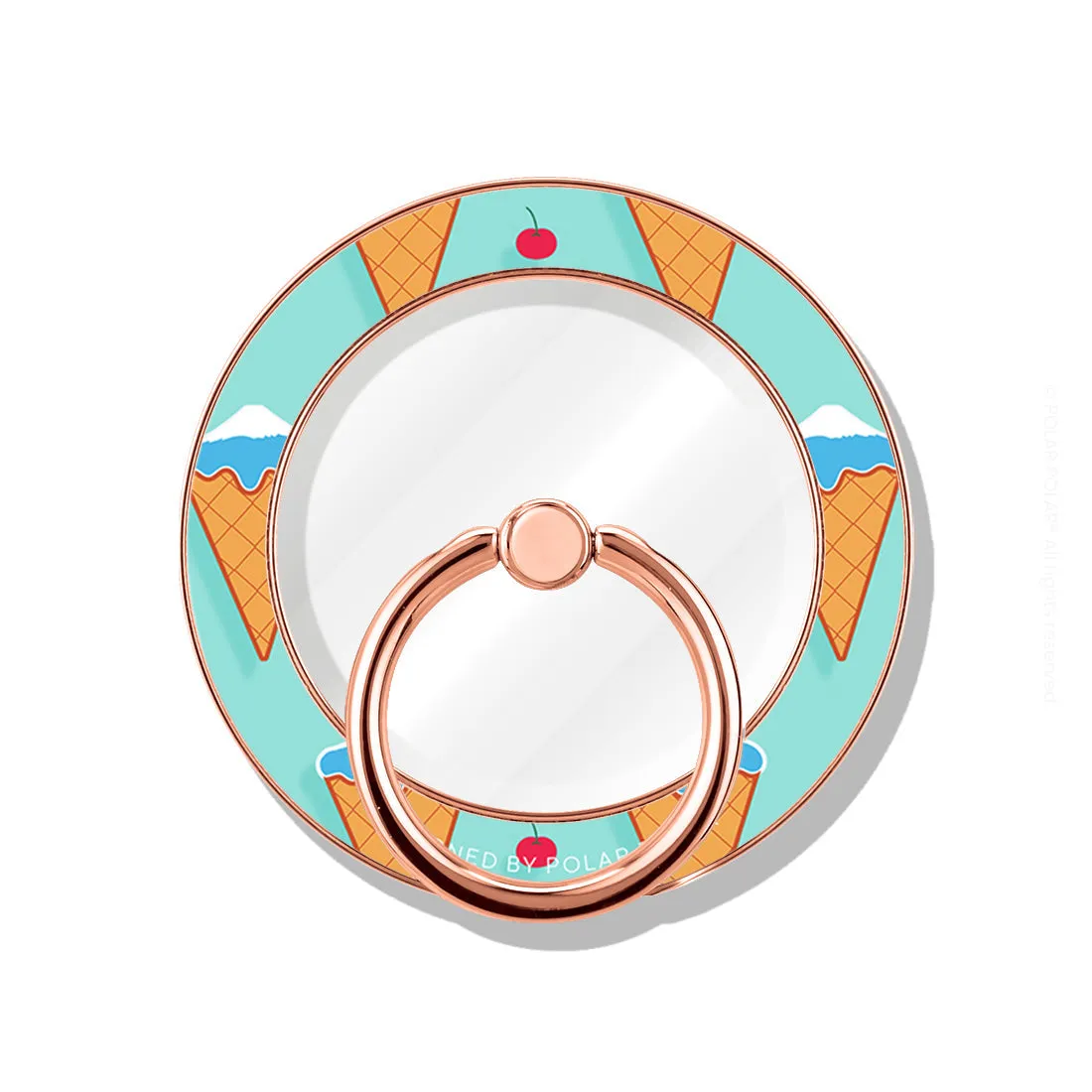 Fujisan Lake Blue Ice Cream - Rose Gold MagSafe Phone Grip and Ring Holder Stand