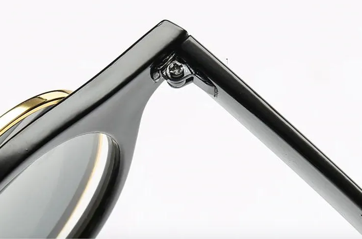 Gafas Fashion Lentes Flip Vintage estilo SteamPunk Hipsters Retro Cool de Sol Protección UV400 Armazón Acetato Negro con Metal