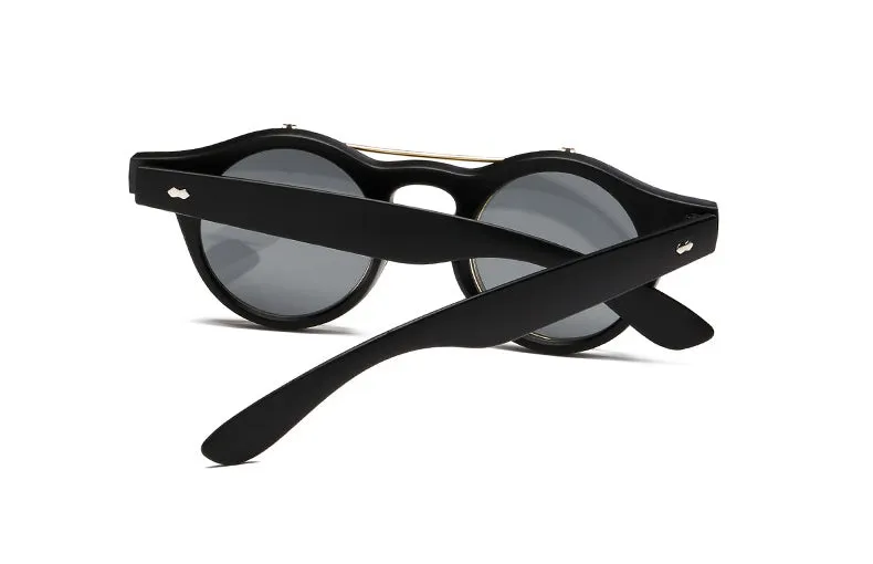 Gafas Fashion Lentes Flip Vintage estilo SteamPunk Hipsters Retro Cool de Sol Protección UV400 Armazón Acetato Negro con Metal
