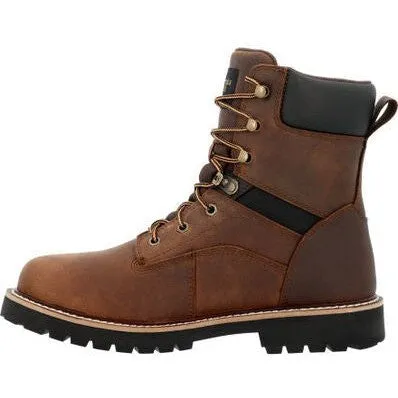 Georgia Men's Core 37 8" Waterproof Slip Resistant Work Boot -Brown- GB00637