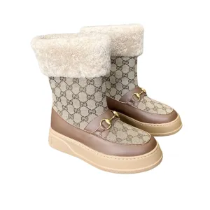 GG 1955 HORSEBIT SNOW BOOTS GG CANVAS IN BROWN
