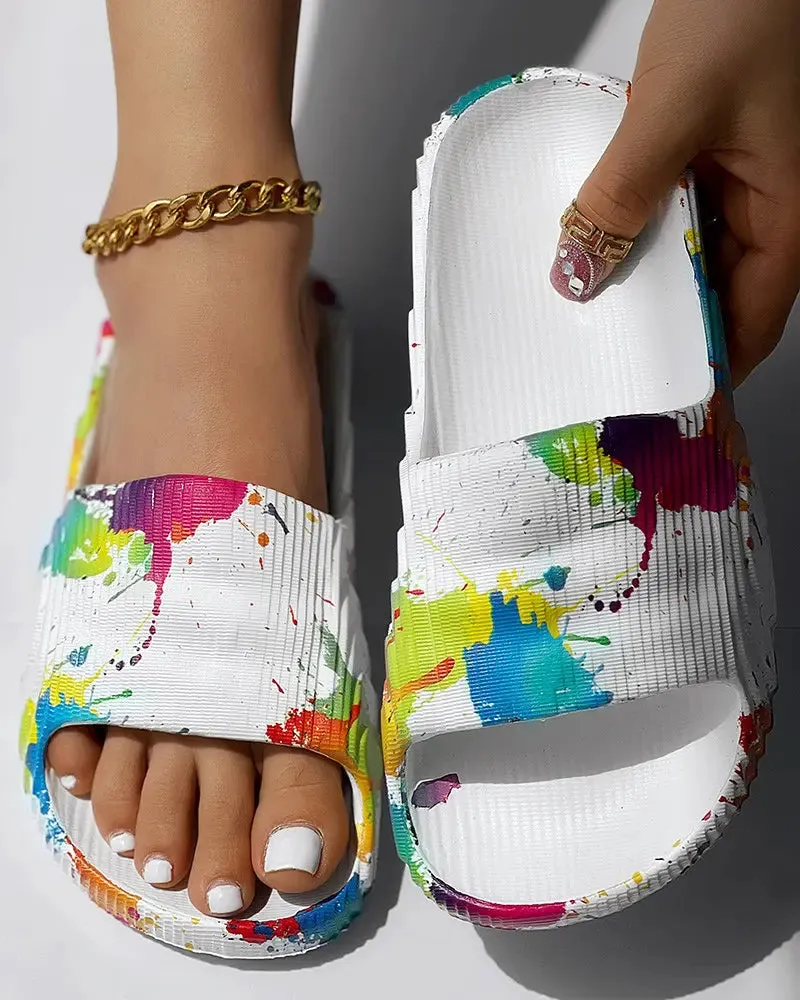 Ink Splash Print Slippers