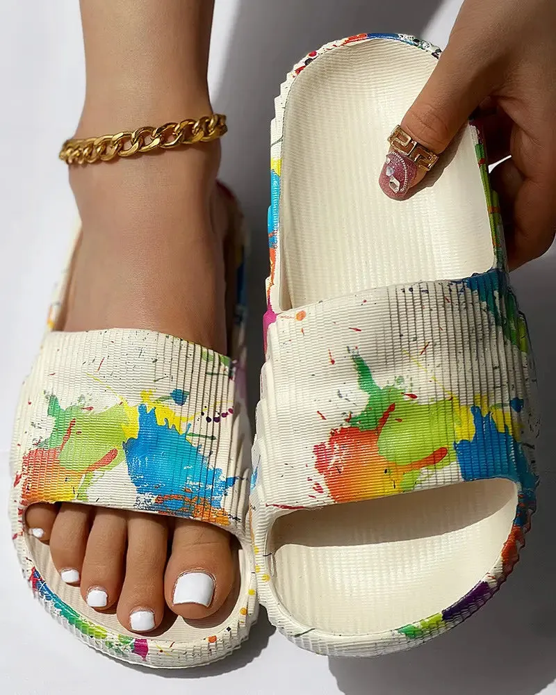 Ink Splash Print Slippers