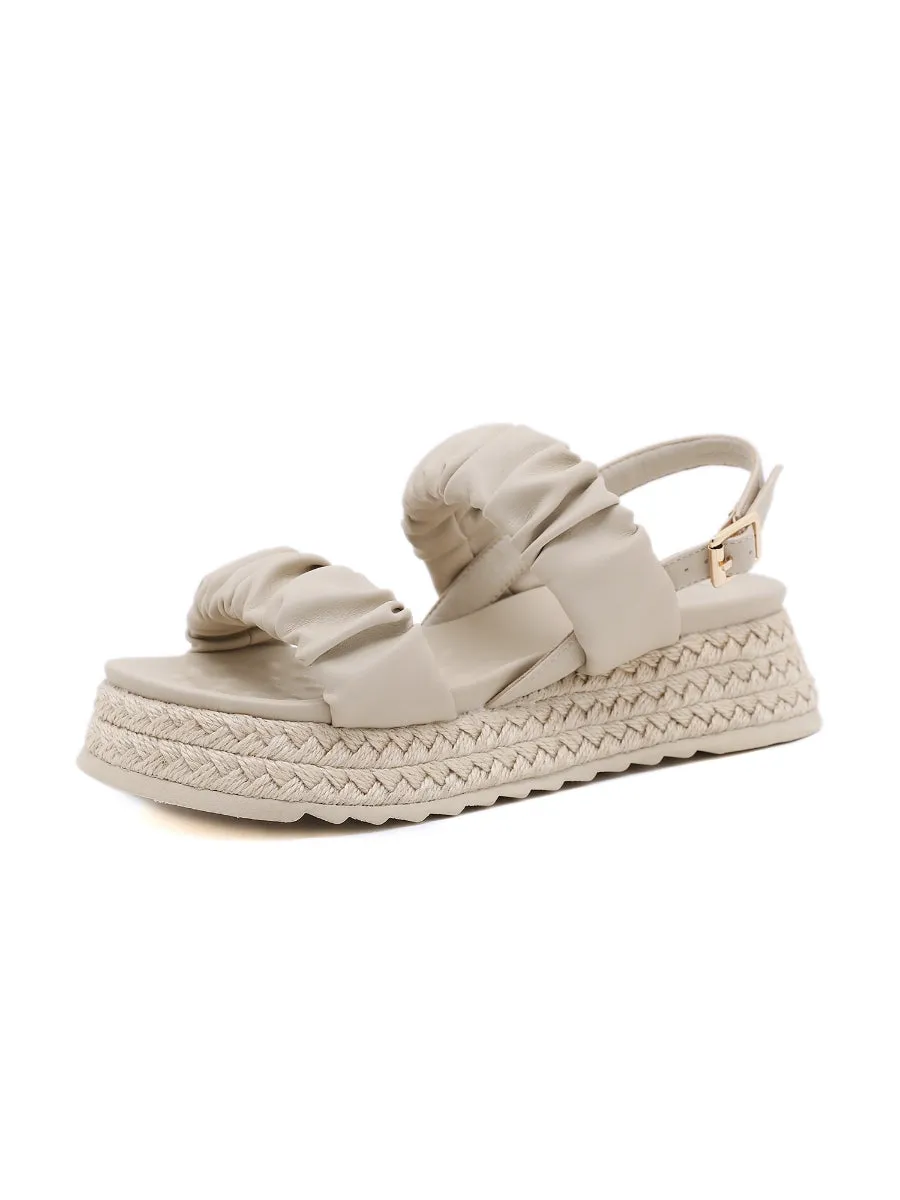 Ivory Ruched Espadrille Sandal