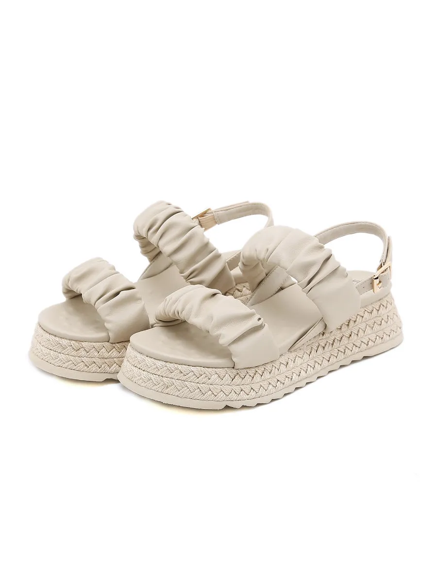 Ivory Ruched Espadrille Sandal