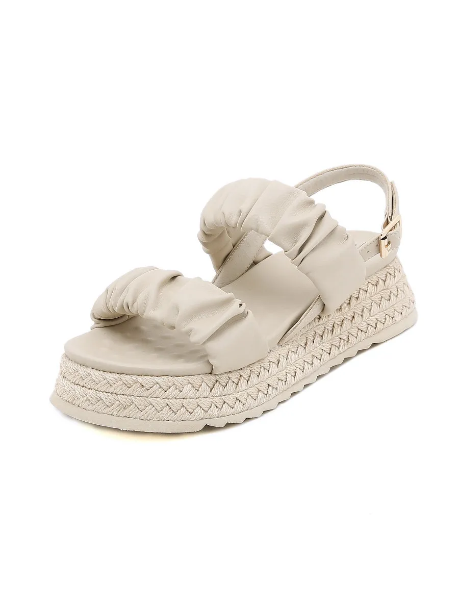 Ivory Ruched Espadrille Sandal