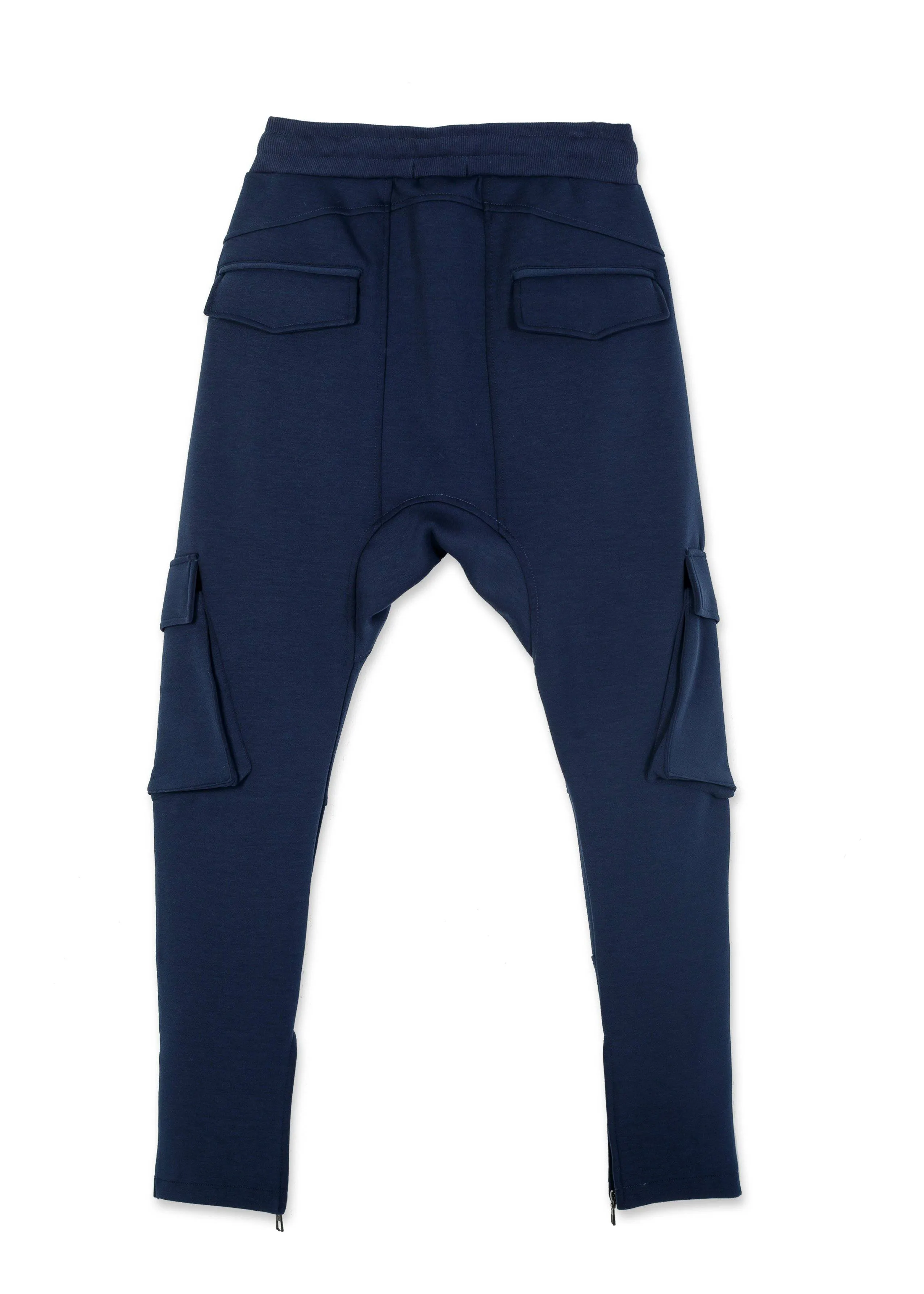 Konus Men's Ankle Zip Cargo Sweatpants in Navy