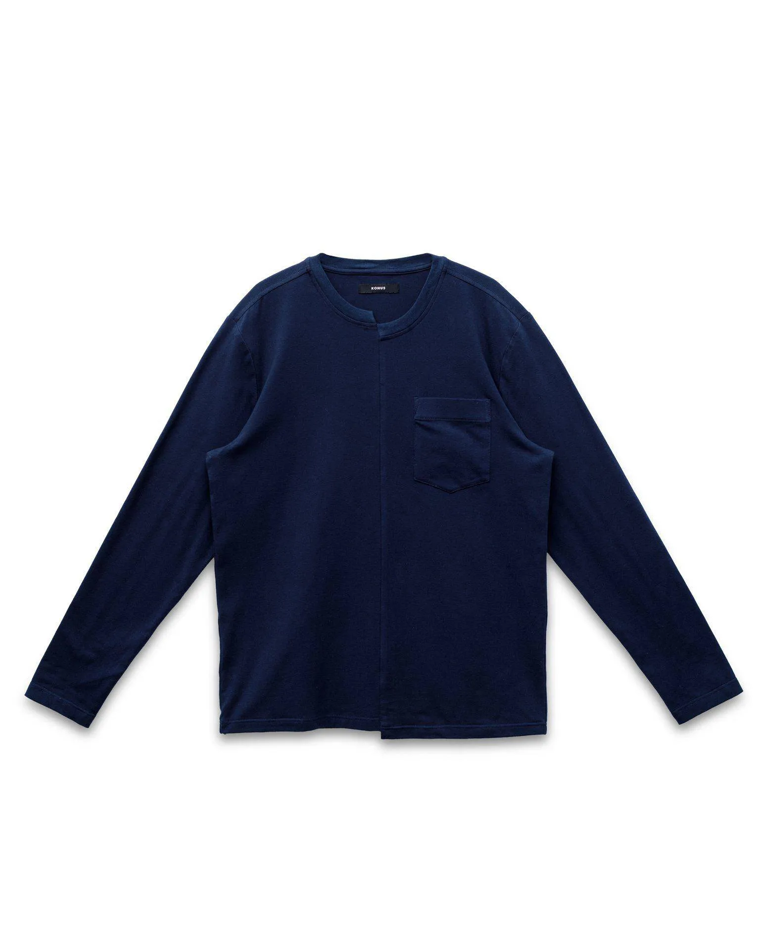 Konus Men's Asymmetrical Hem Long Sleeve Tee in Navy