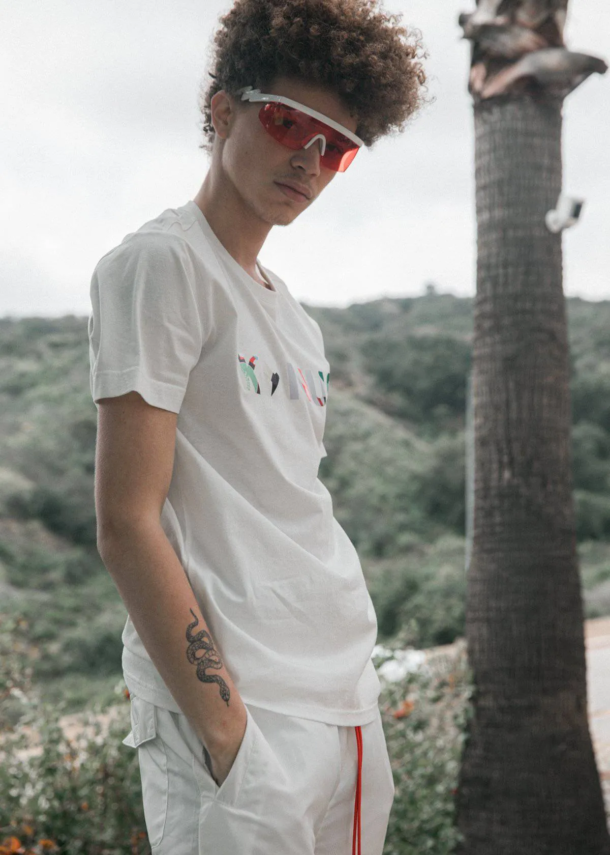 Konus Men's Multi Color Logo Print Tee in White