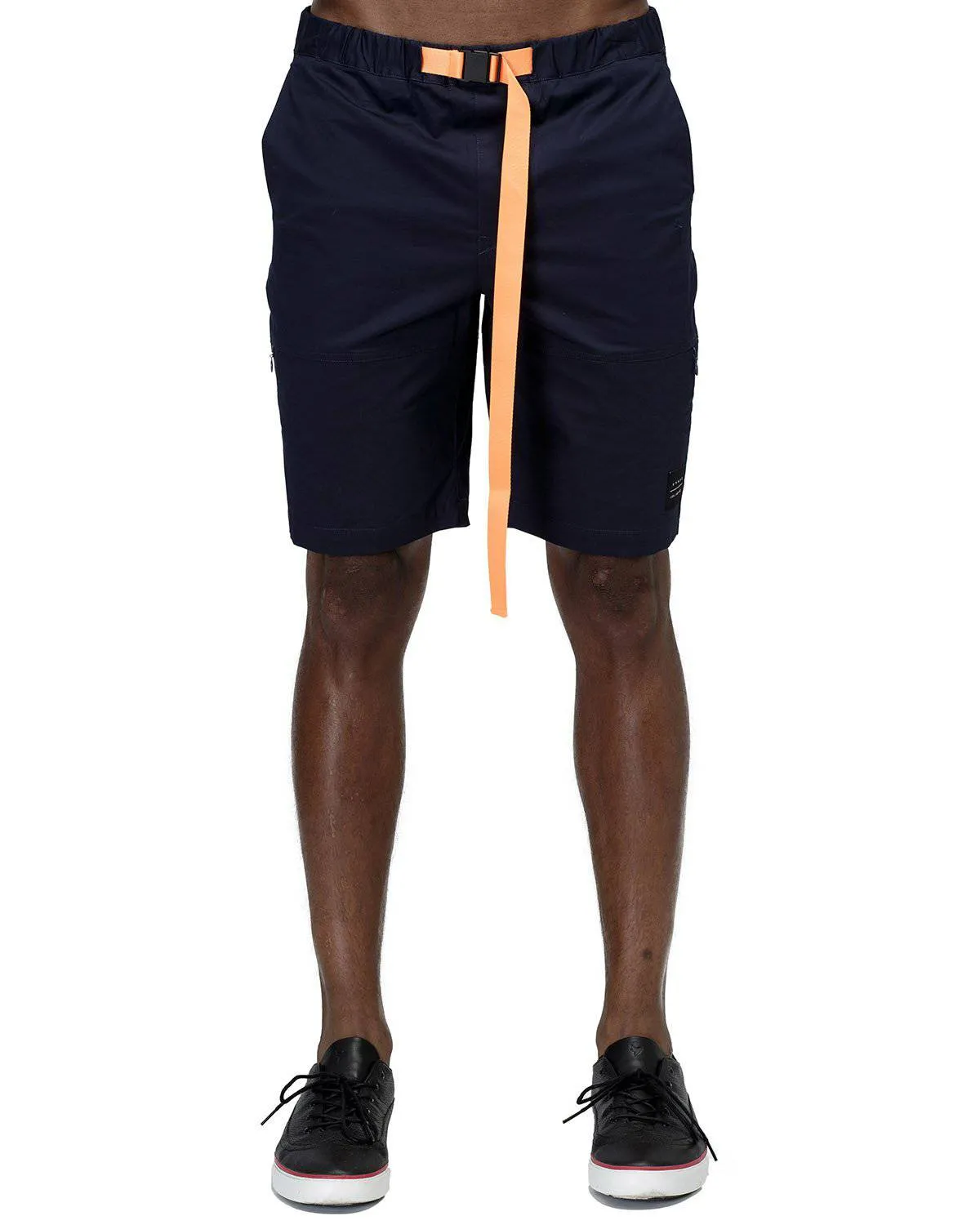 Konus Men's Stretch Twill Shorts w/ Nylon Tape Closure in Navy