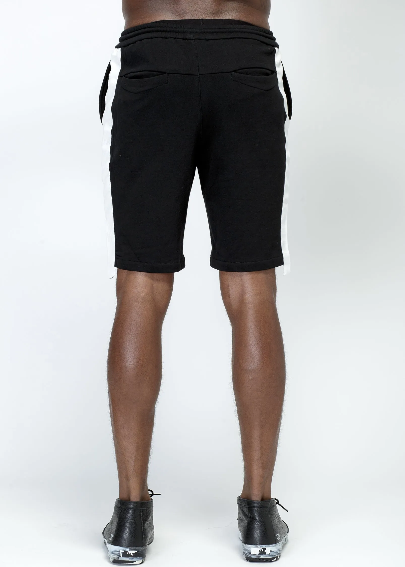 Konus Men's Sweat Shorts w/ White Tape on Side in Black